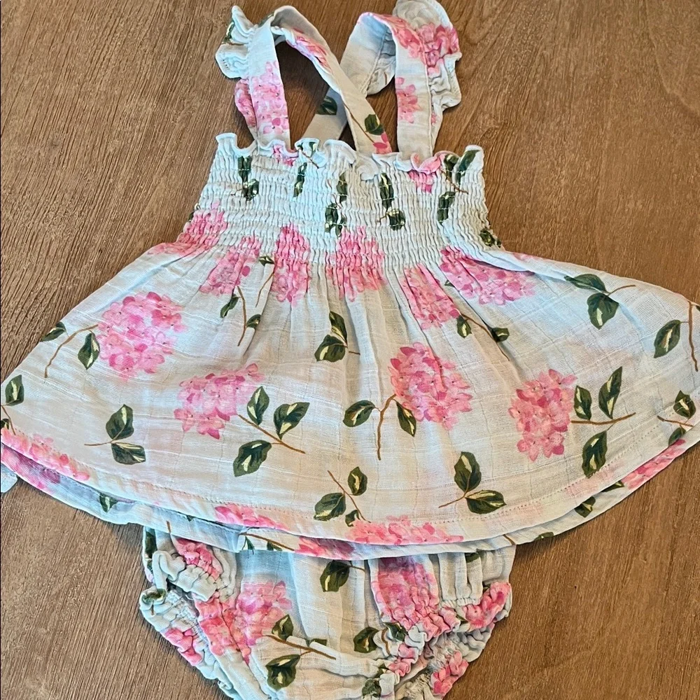 Angel Dear Pink Floral Smocked Sundress & Bloomers